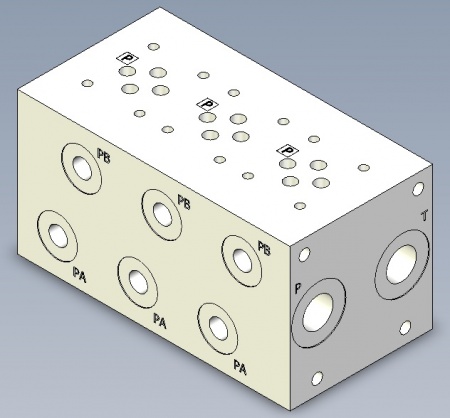 ПЛИТА КЛАПАННАЯ (ГРЕБЕНКА) NG06/CETOP03 3 МЕСТА ПОРТЫ A-B СБОКУ ПОРТ МАНОМЕТРА - MSP3D23BA910C