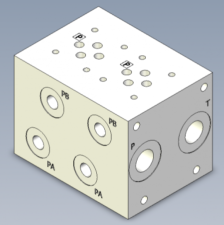 ПЛИТА КЛАПАННАЯ (ГРЕБЕНКА) NG06/CETOP03 2 МЕСТА ПОРТЫ A-B СБОКУ ПОРТ МАНОМЕТРА - MSP2D23BA910C