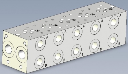 ПЛИТА КЛАПАННАЯ (ГРЕБЕНКА) NG06/CETOP03 5 МЕСТ ПОРТЫ A-B СБОКУ - MSP5D23BA910
